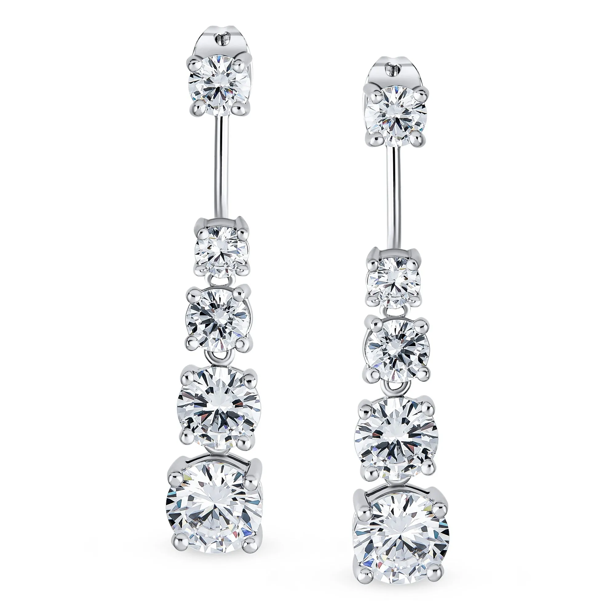 Modern Classic Bridal Dangle Chandelier Earrings with CZ Drop and Stud Jacket