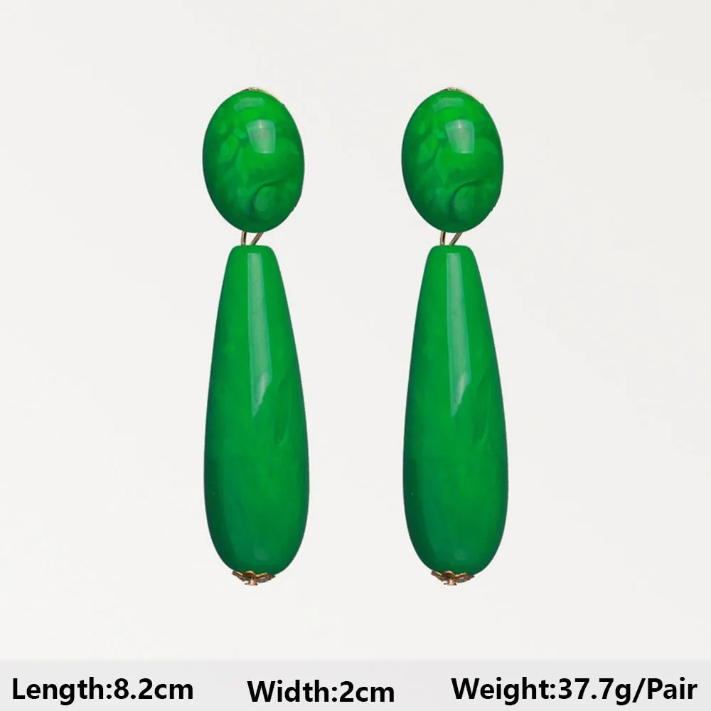 Modern Fashion Green Series Big Dangle Earrings For Women
