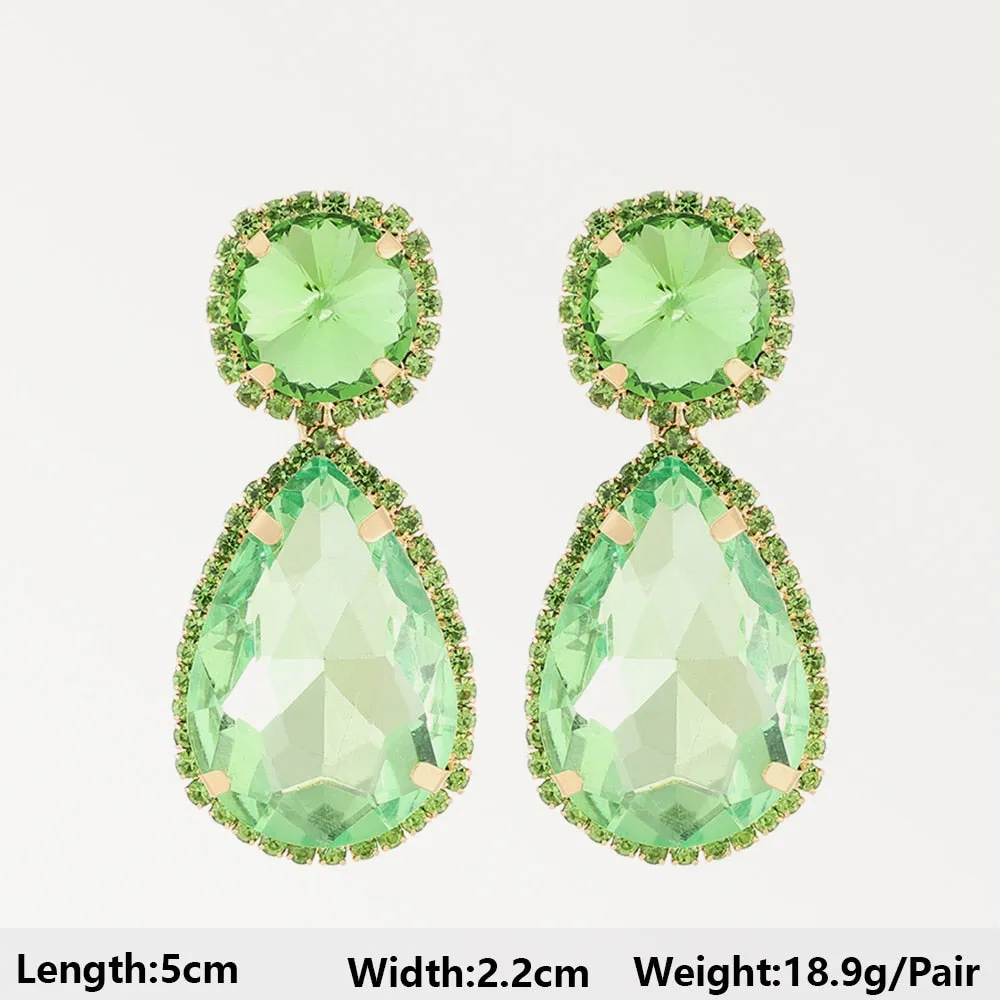 Modern Fashion Green Series Big Dangle Earrings For Women