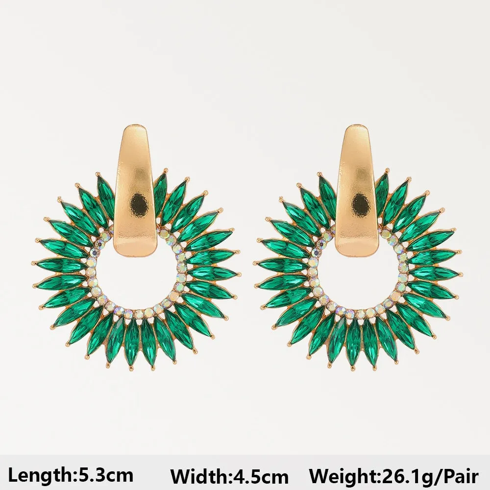 Modern Fashion Green Series Big Dangle Earrings For Women