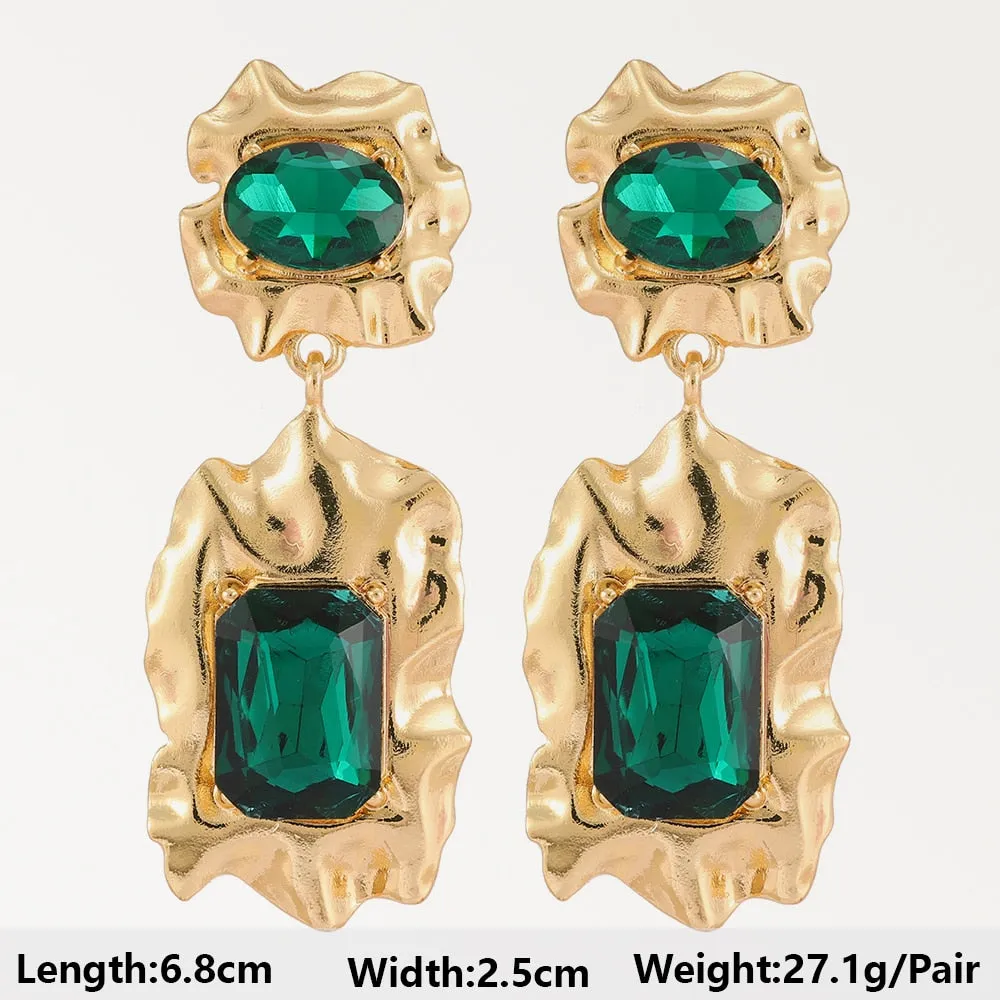 Modern Fashion Green Series Big Dangle Earrings For Women