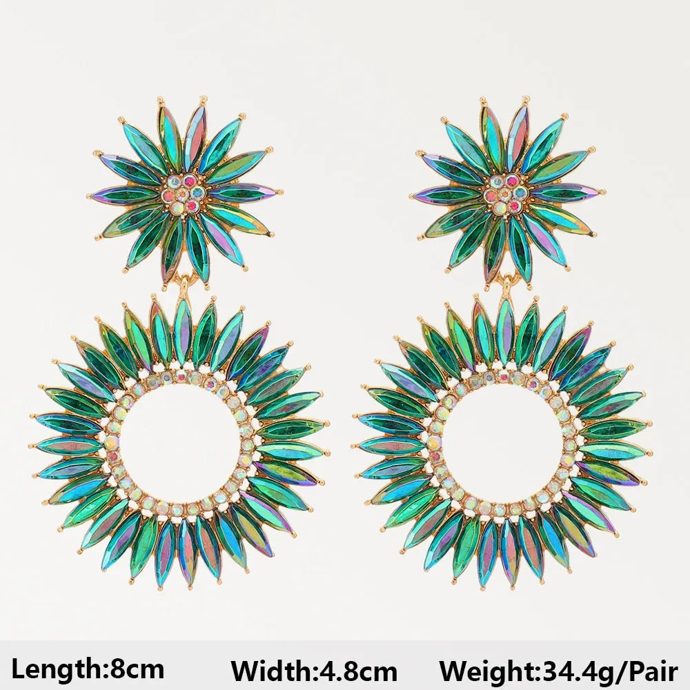 Modern Fashion Green Series Big Dangle Earrings For Women
