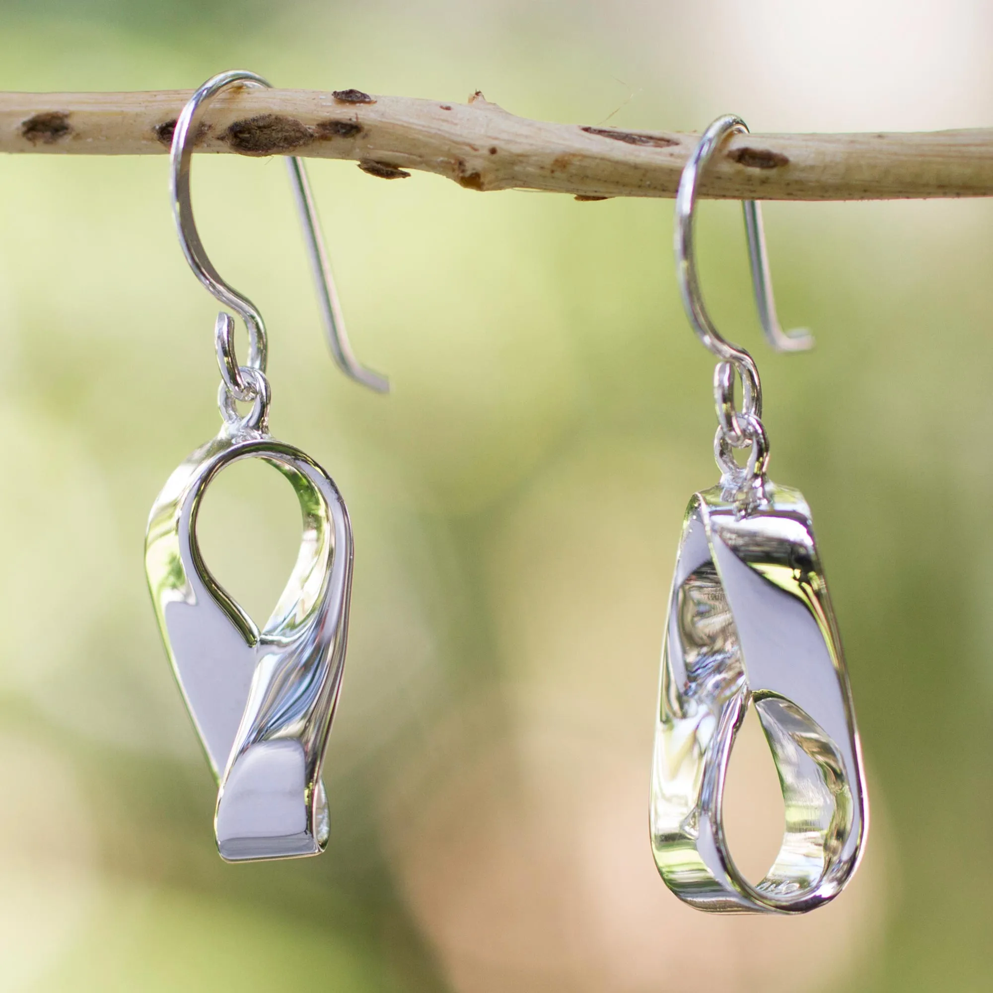 Modern Mobius Handmade Modern Taxco Silver Earrings