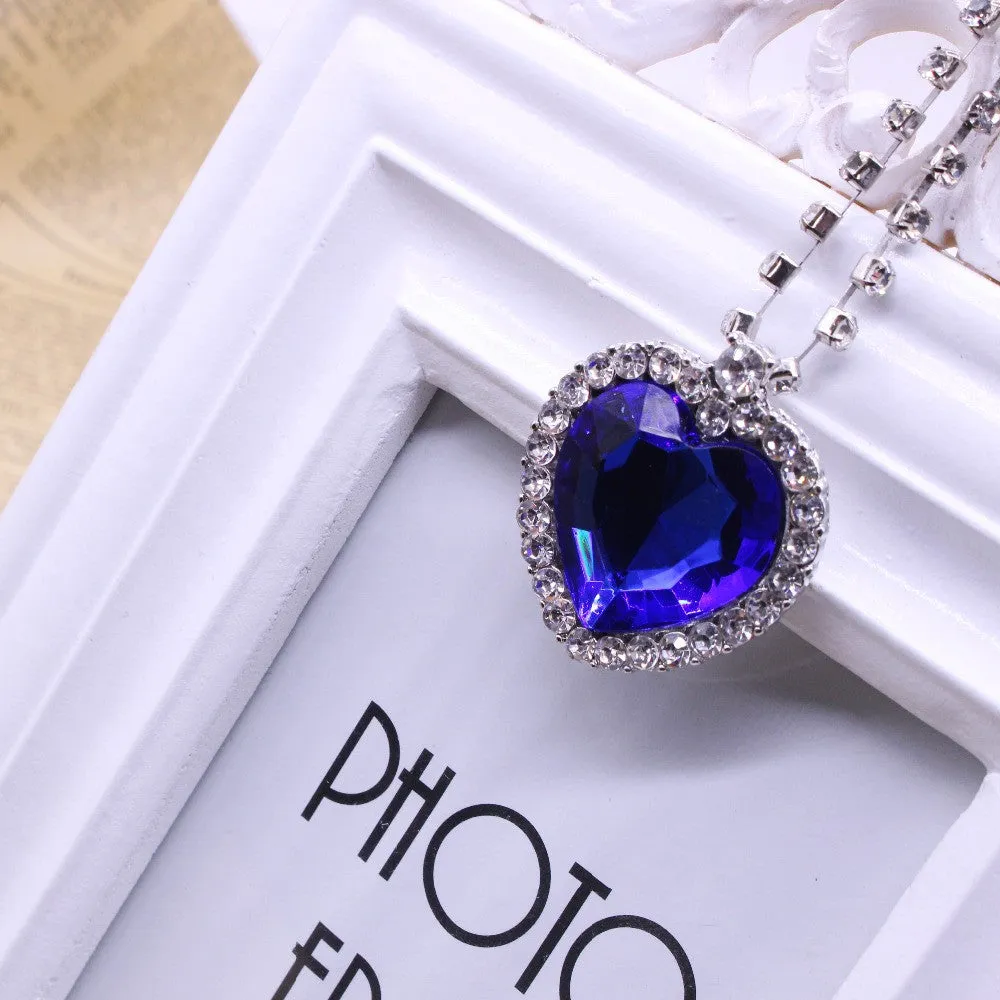 Movie Titanic Heart Of The Ocean Necklace Crystal Pendant Necklaces & Pendants Women Jewelry collares