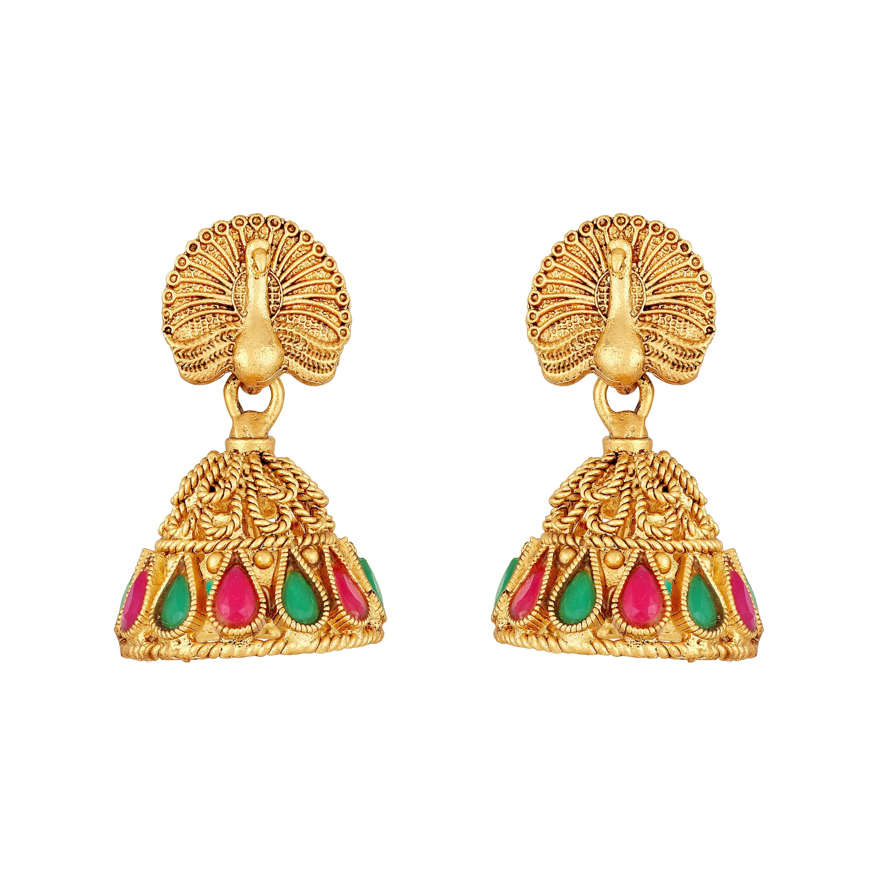 Multicolour Radha Krishana Peacock shaped Necklace Set