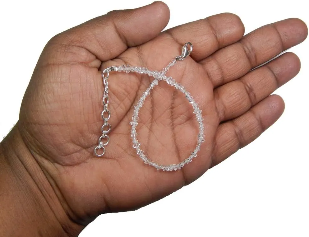 Natural Herkimer Gemstone Beaded 6.5 Inch Bracelet with Additional 2 Inch Extension bead Size Varies from 2mm to 4mm Wristband Unisex Wristlet April Birthstone