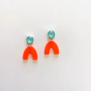 Neon Orange Drop Earrings