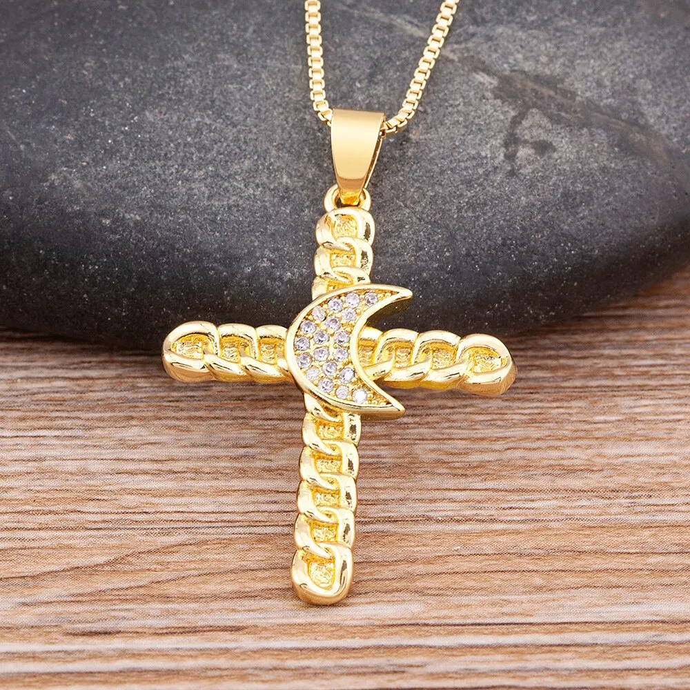 New Design Exquisite Crystal Zircon Cross Necklace Women