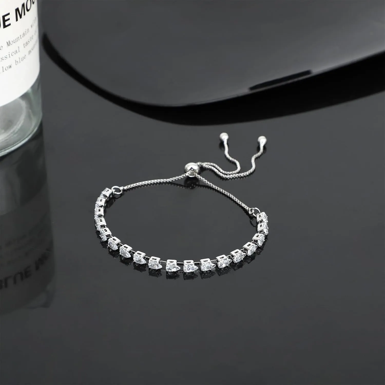 NEWITIN 6 Pieces Tennis Bracelets for Women Cubic Zirconia Bracelet Adjustable 14K Gold Plated Diamond Bracelets for Women Men
