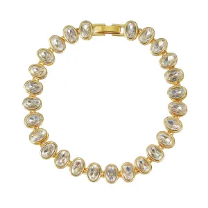 Oval Cut Tennis Bracelet- Gold plated