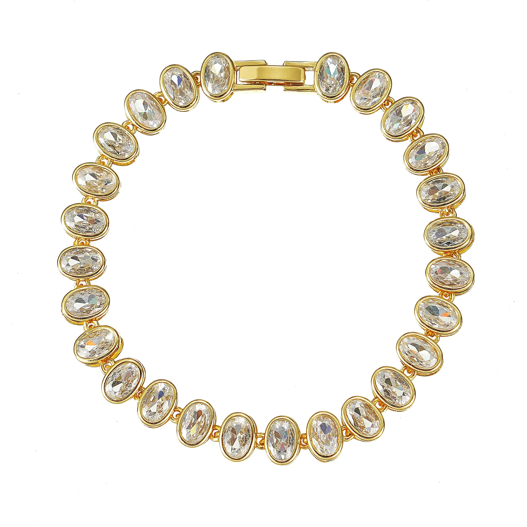 Oval Cut Tennis Bracelet- Gold plated