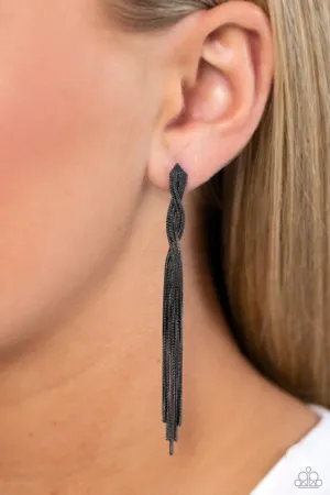 Paparazzi Earring ~ Ropin Rodeo Queen - Black