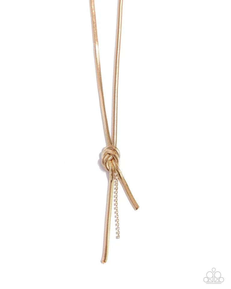 Paparazzi Necklace ~ Knotted Keeper - Gold