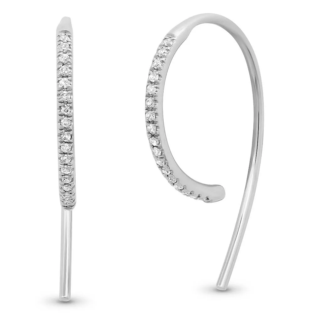 Pave Diamond Modern Hook Earrings