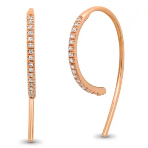 Pave Diamond Modern Hook Earrings
