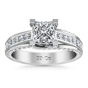 Pave Princess Cut Engagement Ring Isabella 14K White Gold