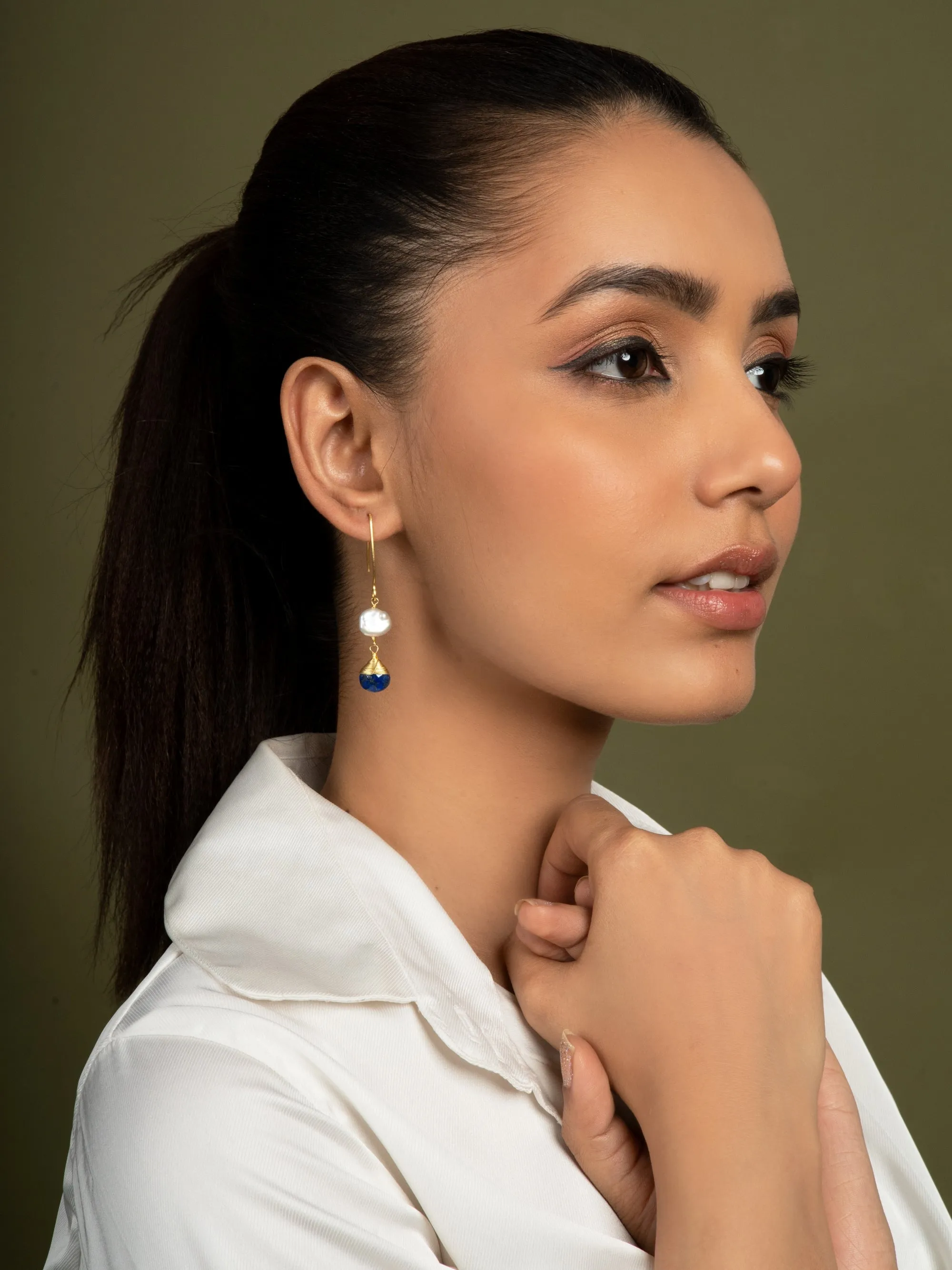 Pearl & Gemstone Drop Danglers