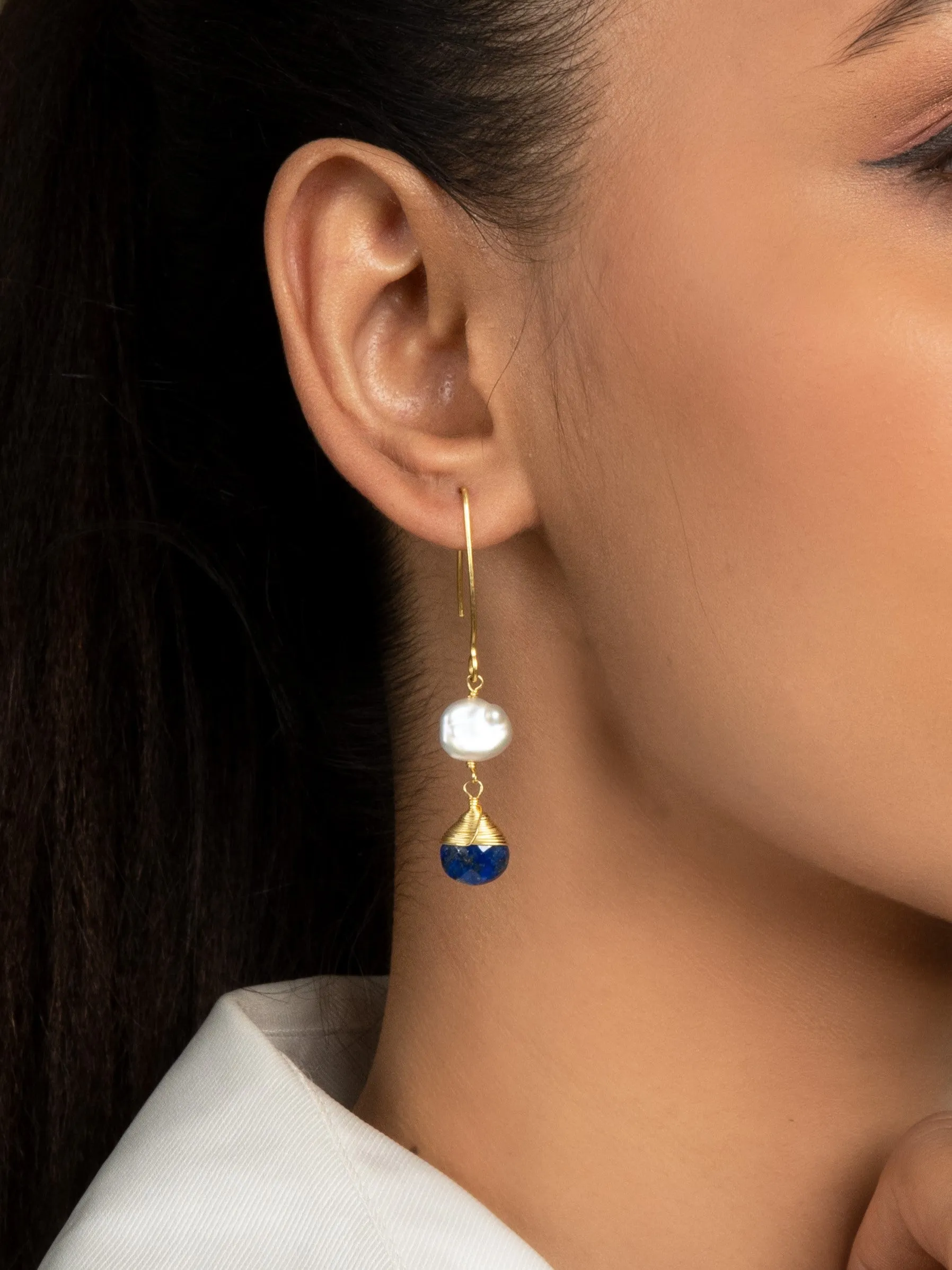 Pearl & Gemstone Drop Danglers