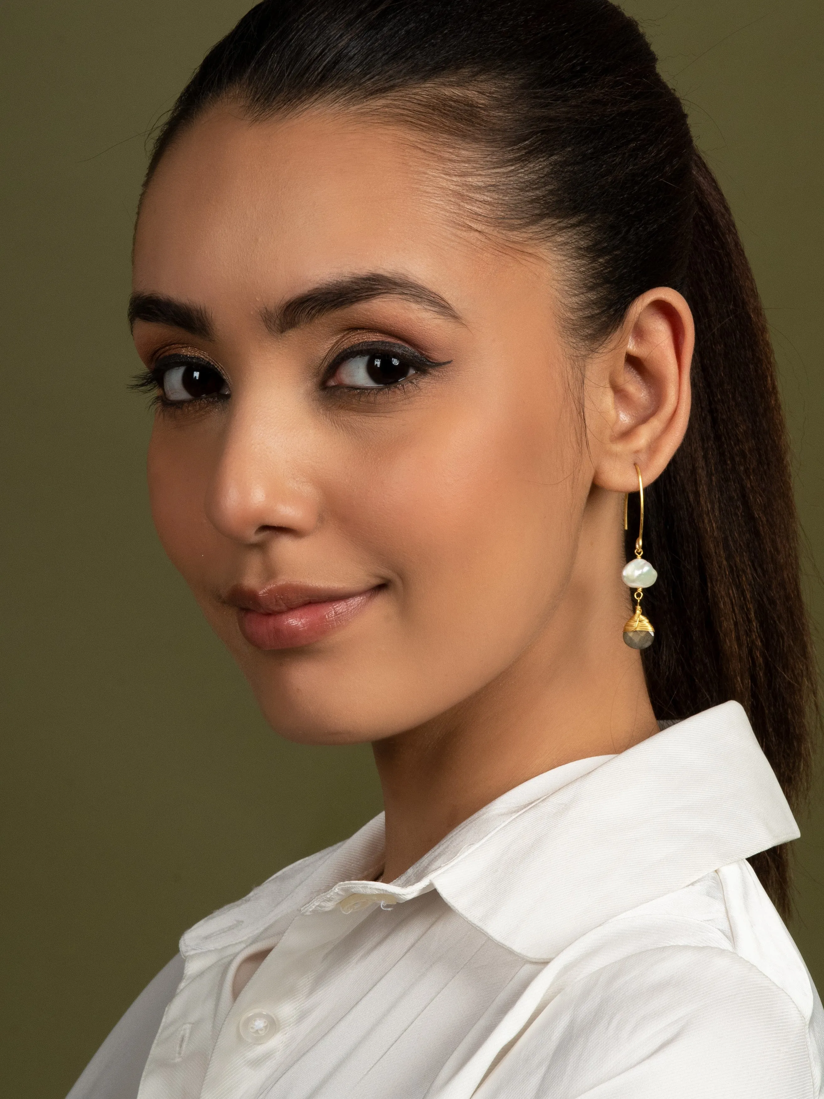 Pearl & Gemstone Drop Danglers