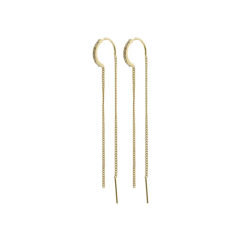 Pilgrim - Blossom Crystal Chain Earrings - Gold Plated