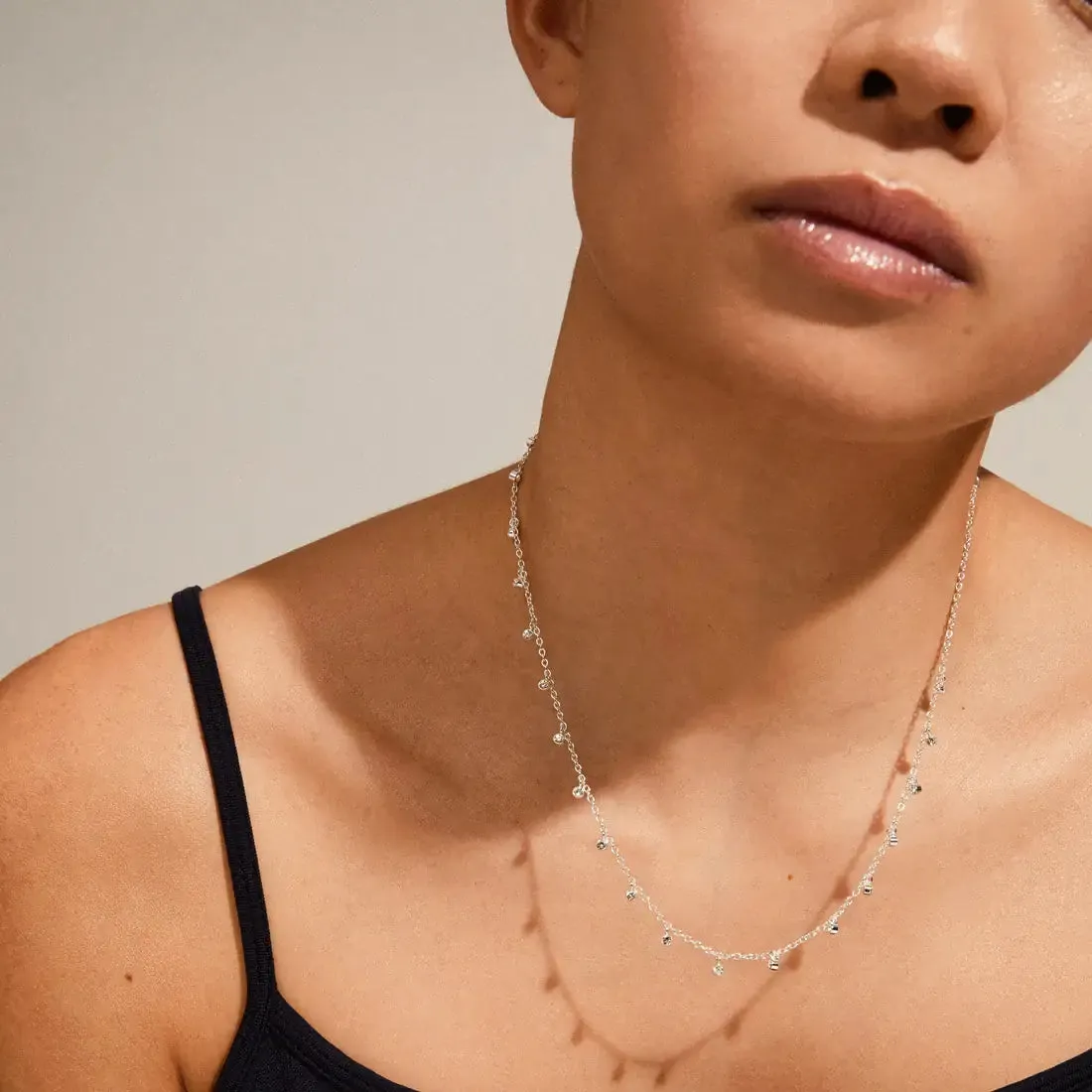Pilgrim Maja Silver Crystal Multi Drops Fine Necklace