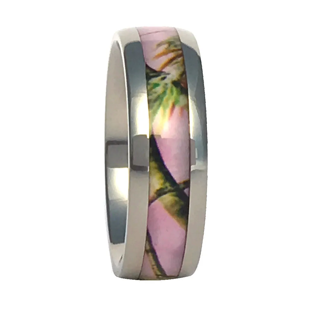 Pink Camo Titanium Ring