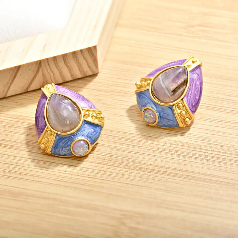 Pre Order:  Retro Rhombus Glass Earrings