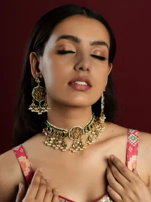 Premium Kundan Choker Necklace Set with Earrings