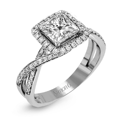 Princess-Cut Halo Criss-Cross Engagement Ring In 18k With Diamonds MR1394-A-PC WHITE 18K SEMI
