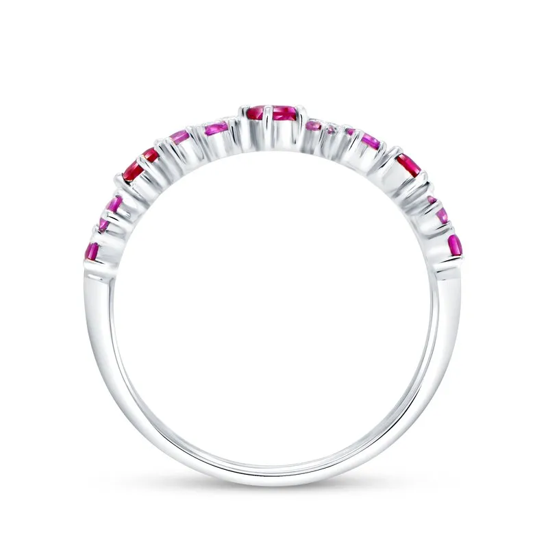 Princess Cut Ruby and Diamond Fashion Ring