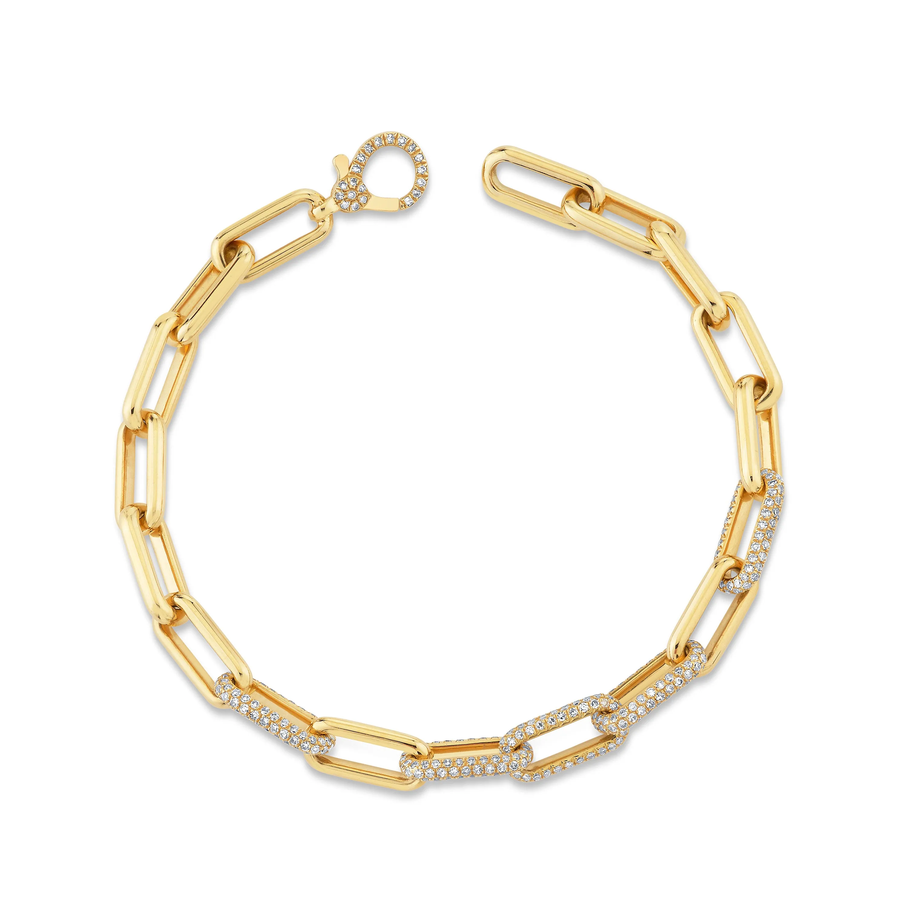 READY TO SHIP DIAMOND PARTIAL PAVE MINI CABLE LINK BRACELET