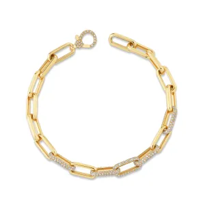READY TO SHIP DIAMOND PARTIAL PAVE MINI CABLE LINK BRACELET