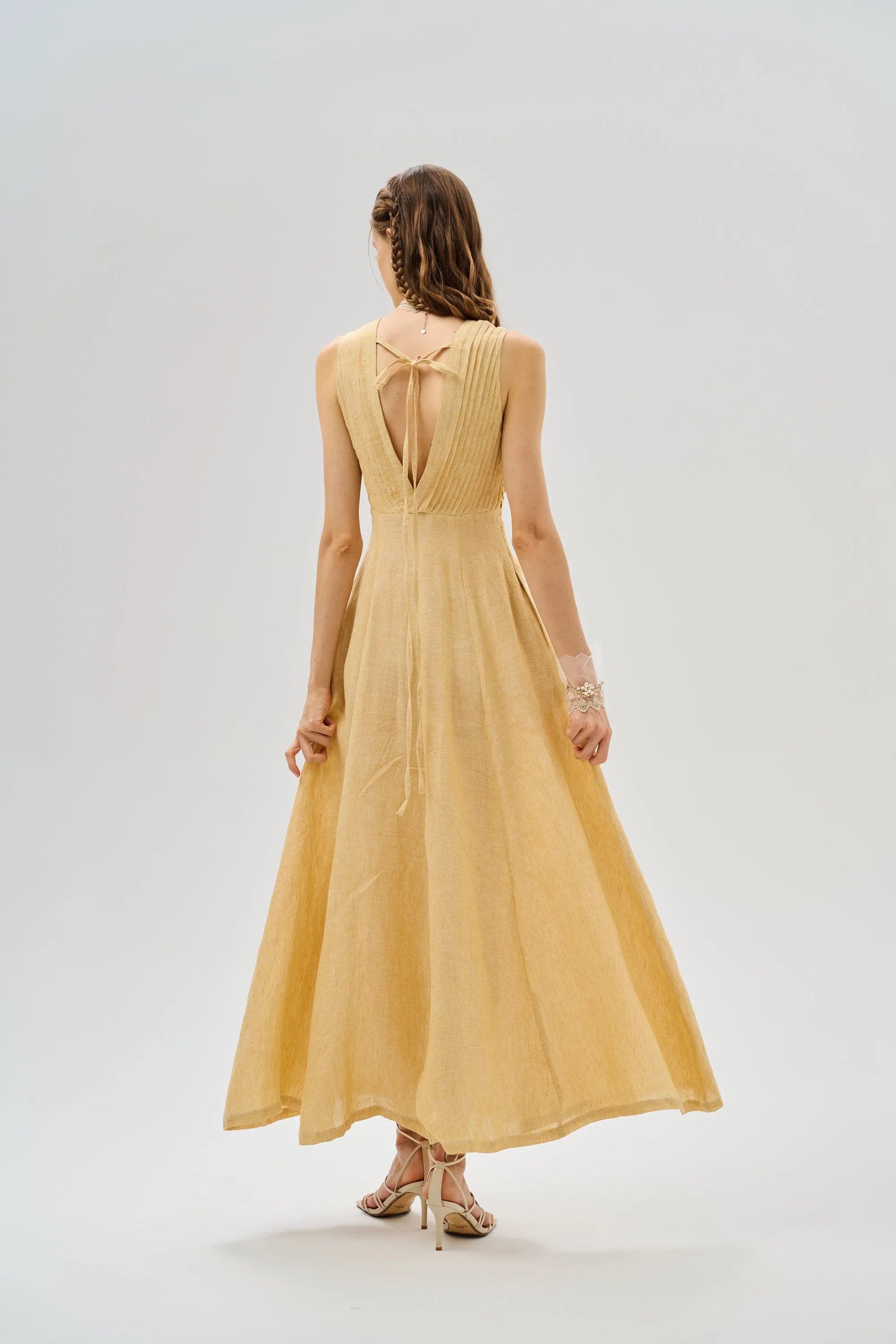Rebecca 18 | Pleated Maxi Linen Dress