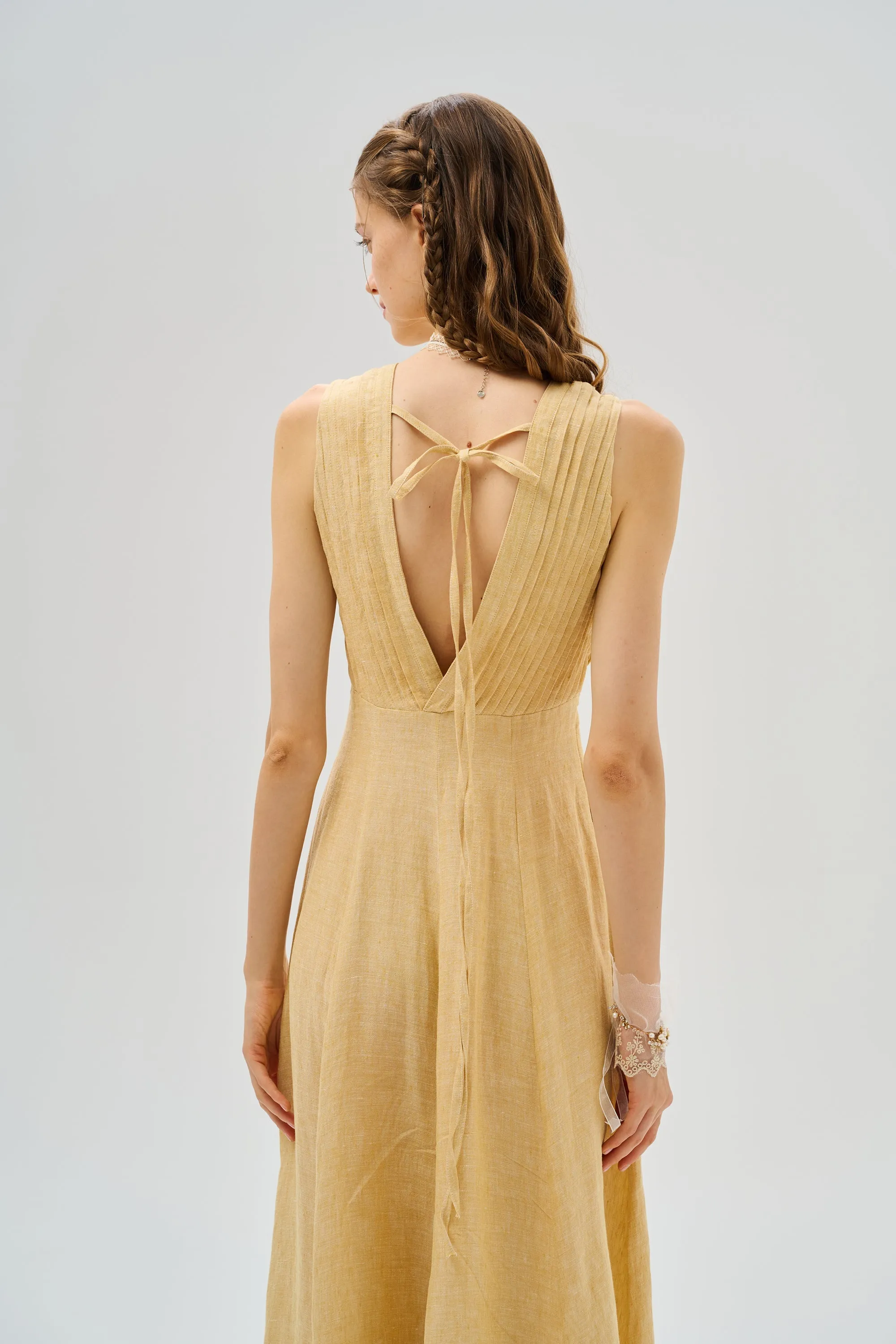 Rebecca 18 | Pleated Maxi Linen Dress
