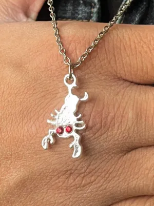 Red Eye Shiny Silver Scorpion Charm | 3 Pcs