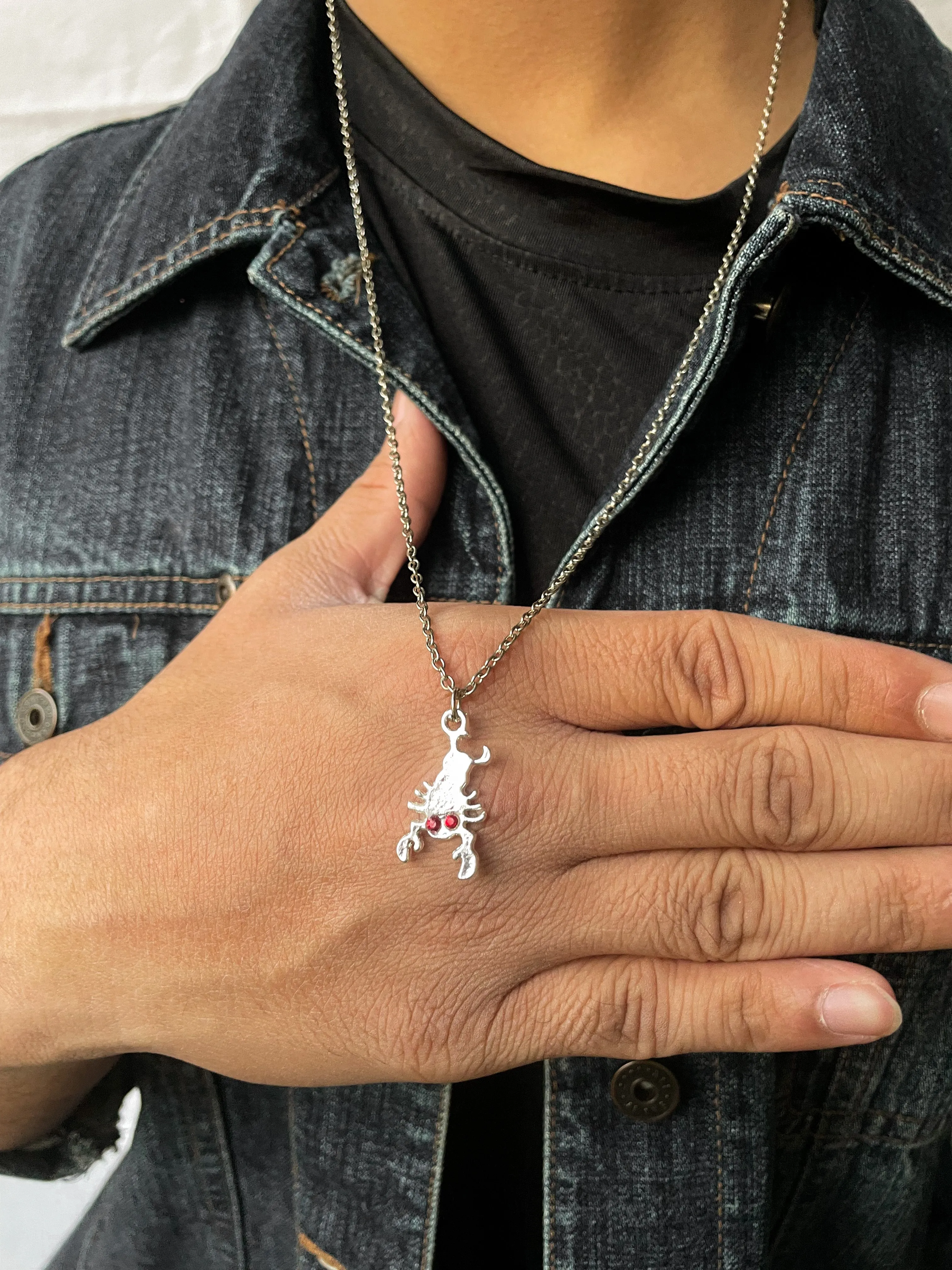 Red Eye Shiny Silver Scorpion Charm | 3 Pcs