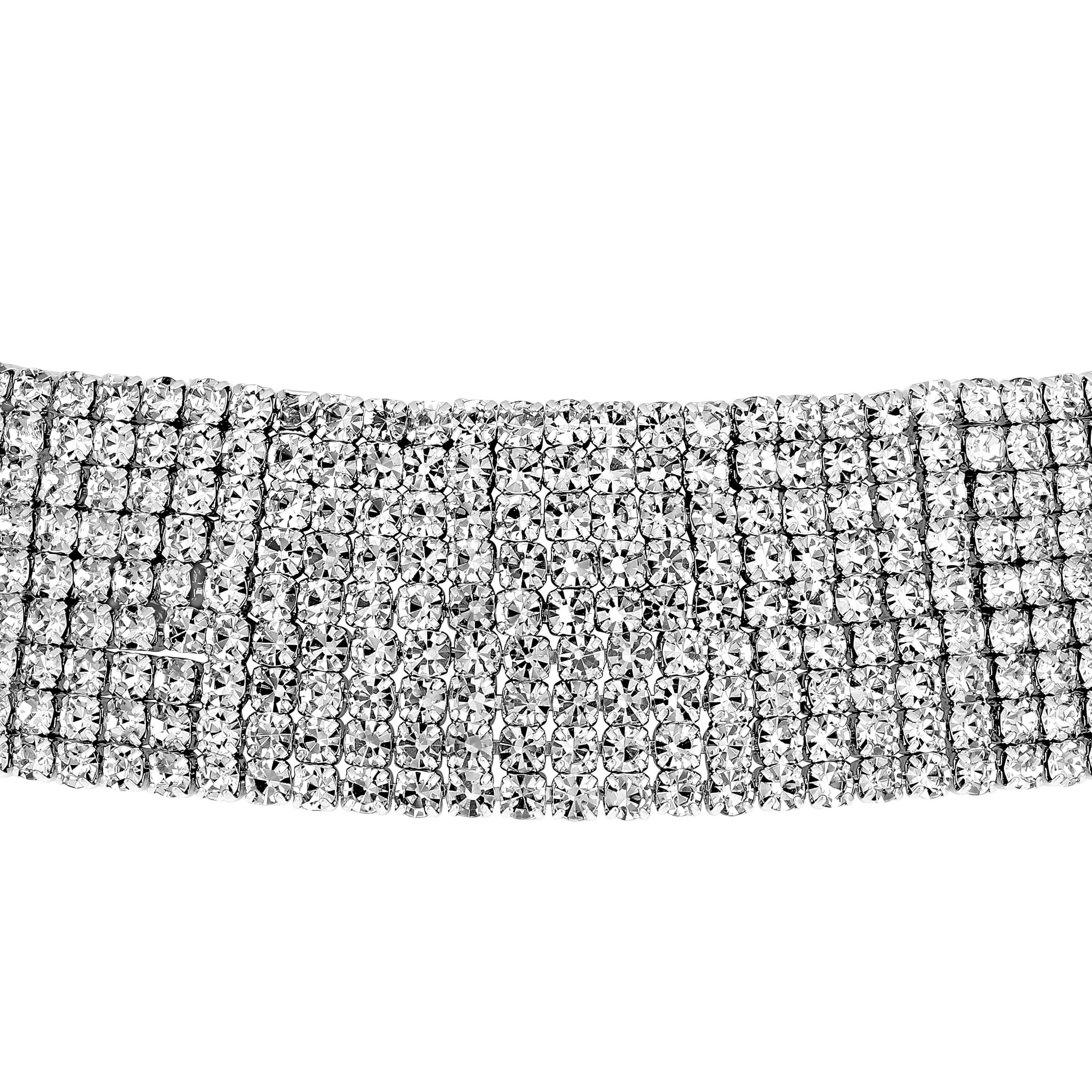 Rhodium Plated Studed Choker Necklace Set