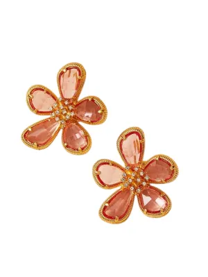 ROMANCE  FLOWER DANGLE DROP EARRINGS - ROSE PINK