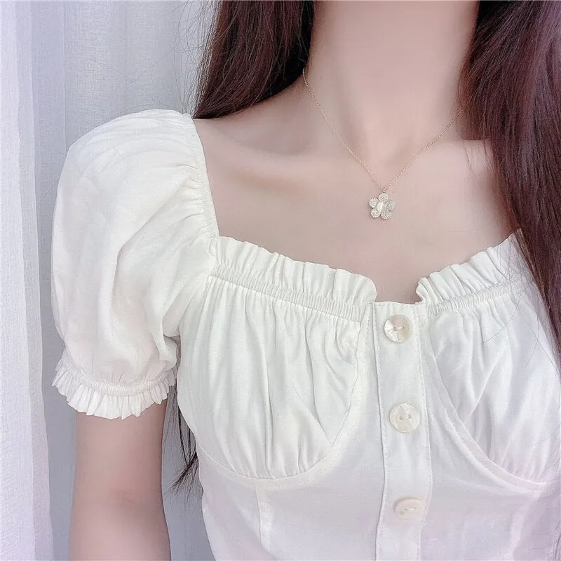 Romantic New Flower 14K Gold Bling Zircon Exquisite Necklace for Women