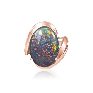 Rose Gold plated Silver 18x13mm Opal triplet ring