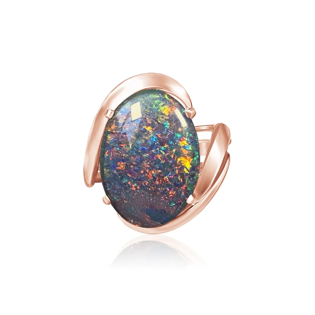 Rose Gold plated Silver 18x13mm Opal triplet ring