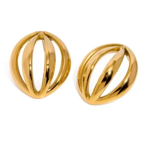 Round Cut Out Hollow Gold Earrings