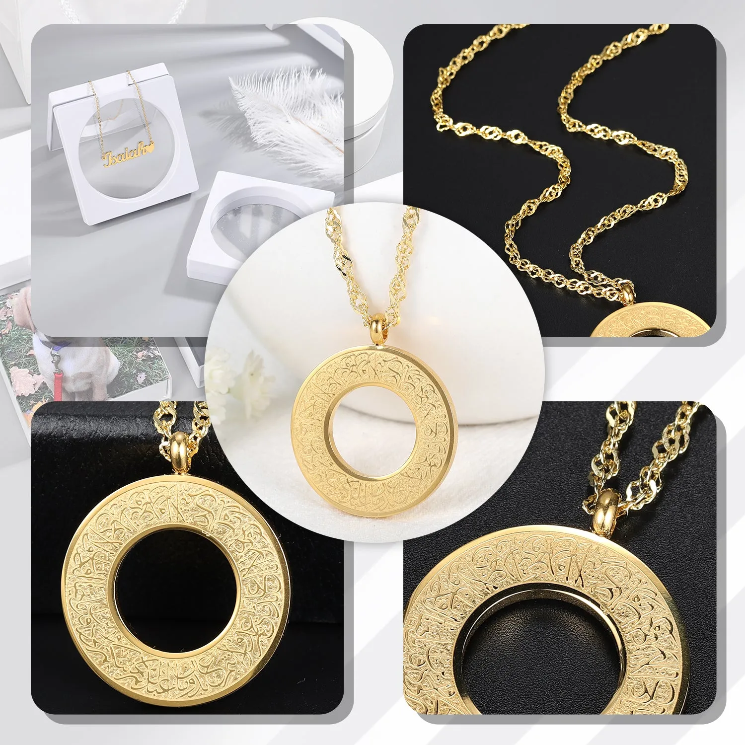 Round Islamic Calligraphy Pendants