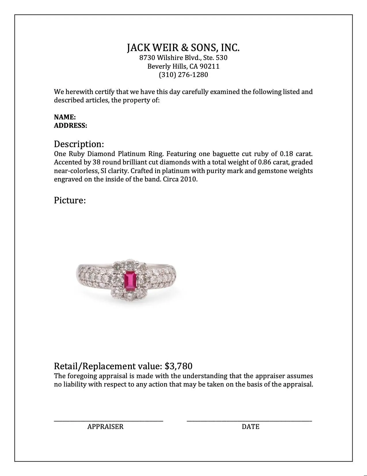 Ruby Diamond Platinum Ring