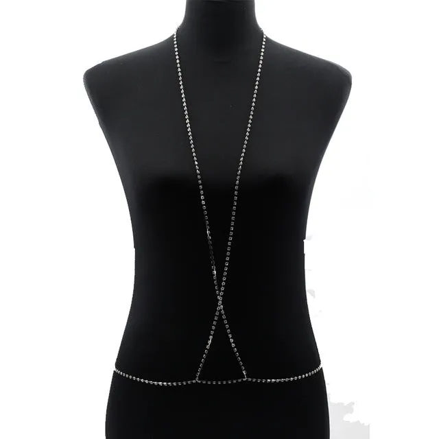 Sexy Chains necklace women Harness  bra Sparkle Body Necklace Chain Statement  Crystal necklace fashion jewelry
