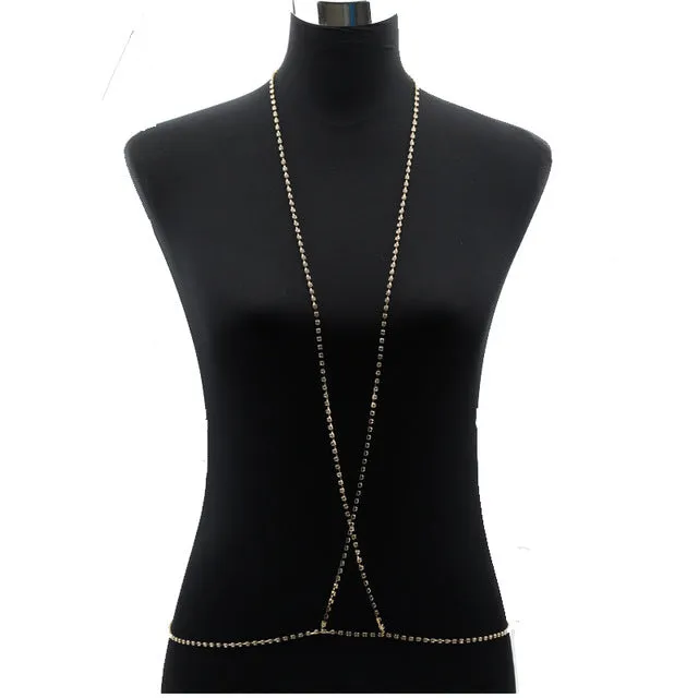 Sexy Chains necklace women Harness  bra Sparkle Body Necklace Chain Statement  Crystal necklace fashion jewelry