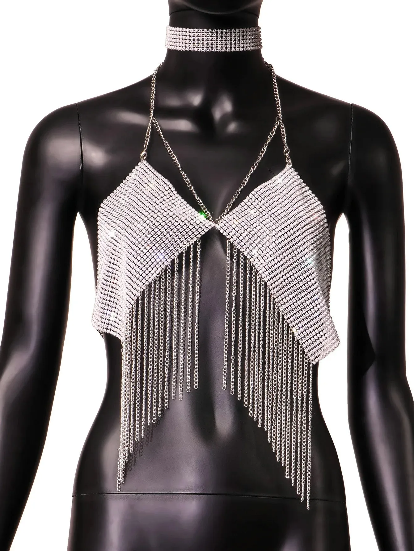 Shiny Glitter Diamond Crop Top  The Ultimate Party Statement