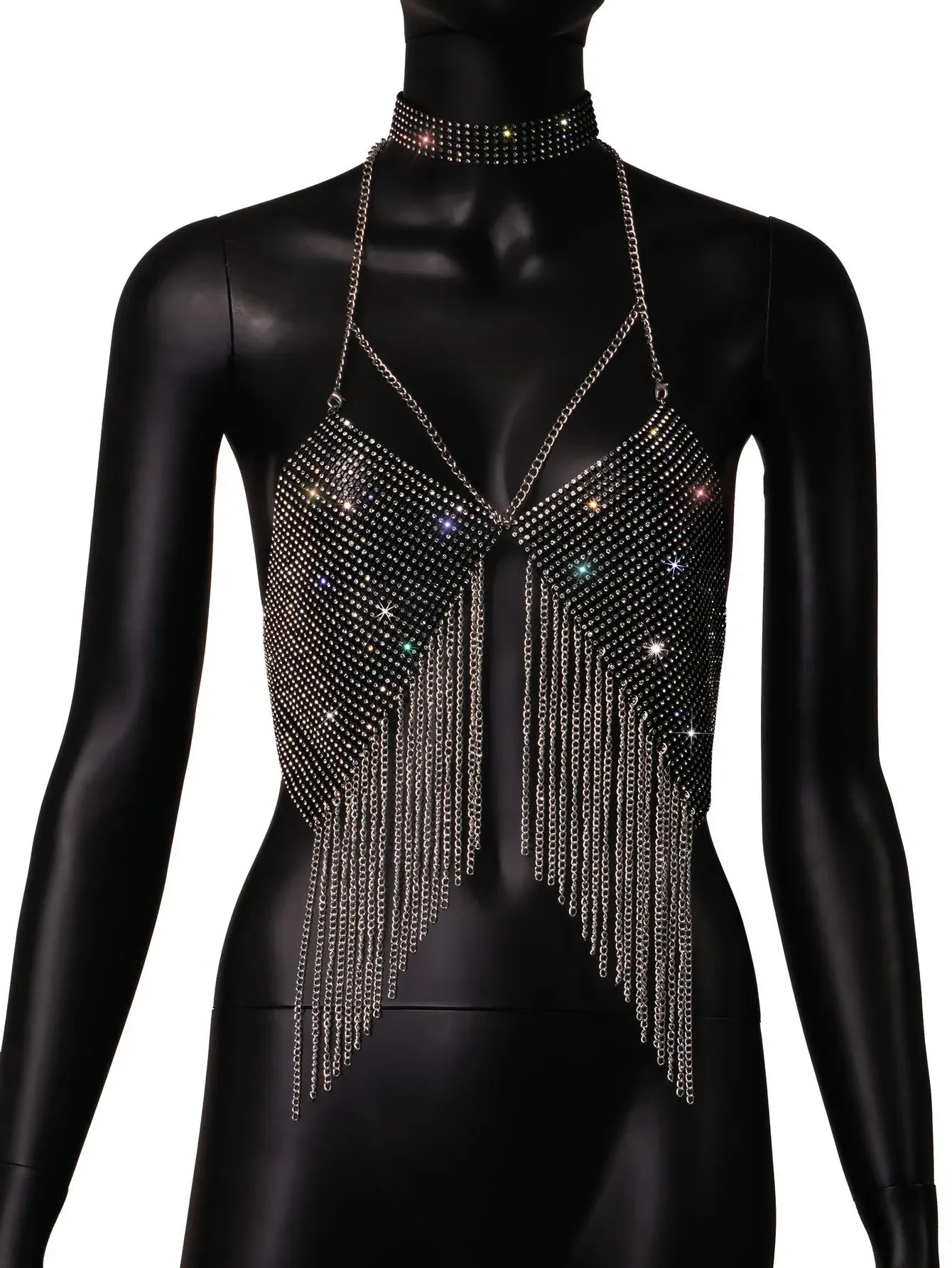 Shiny Glitter Diamond Crop Top  The Ultimate Party Statement