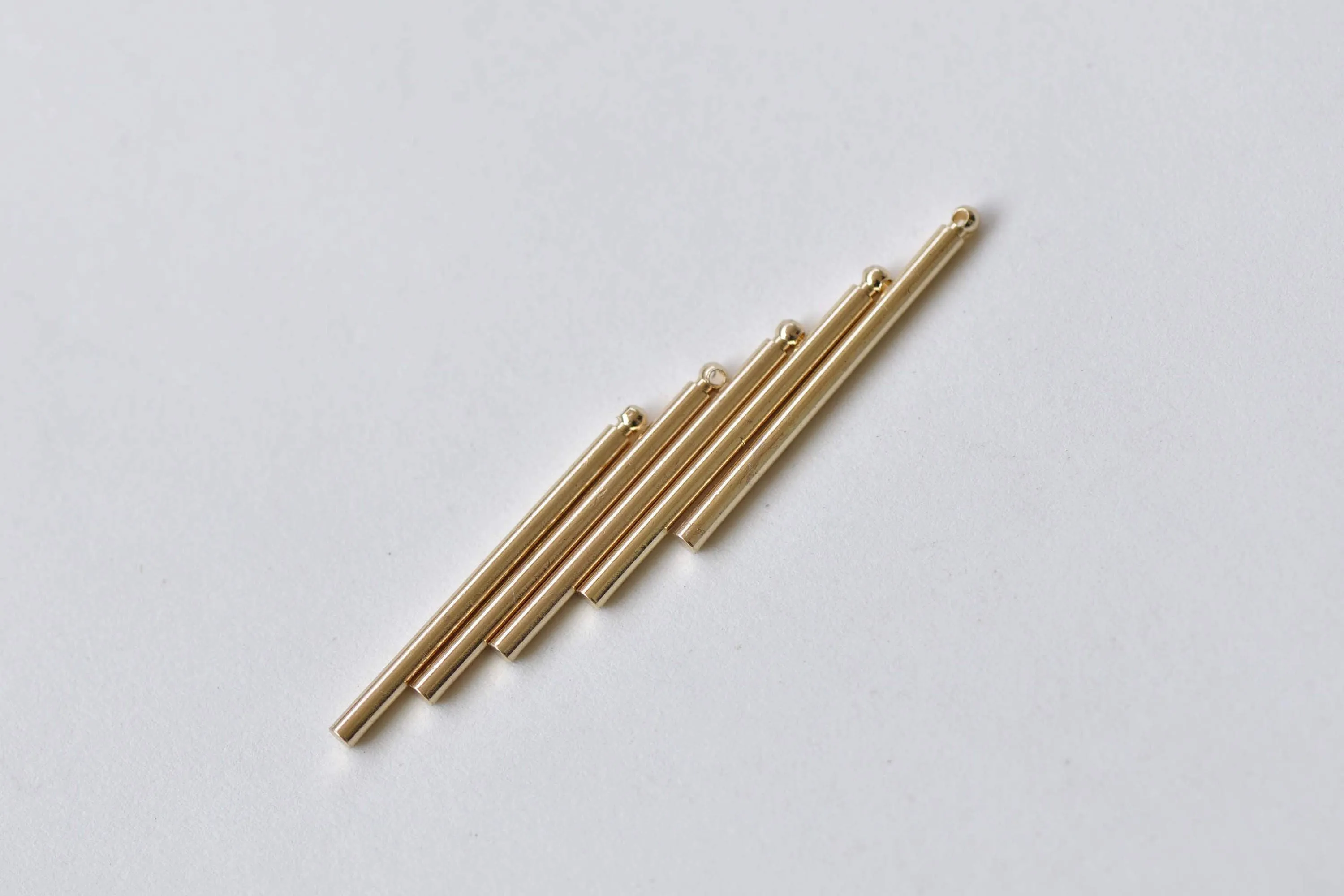 Shiny Silver/Champagne Gold Round Bar Rod Pendants 30mm