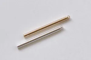 Shiny Silver/Champagne Gold Round Bar Rod Pendants 30mm